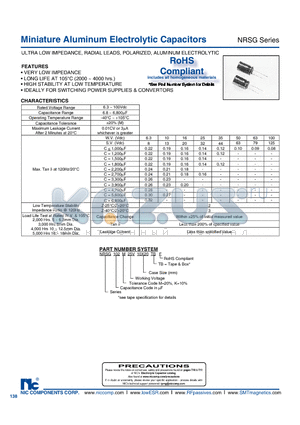 NRSG330M63V5X11TRF datasheet - Miniature Aluminum Electrolytic Ca pac i tors
