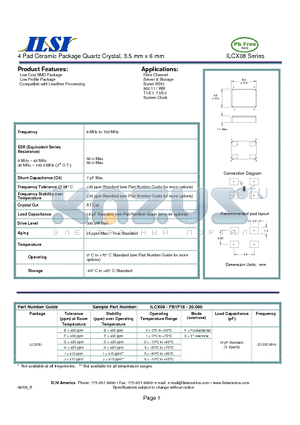 ILCX08-IB2F18-20.000 datasheet - 4 Pad Ceramic Package Quartz Crystal, 3.5 mm x 6 mm
