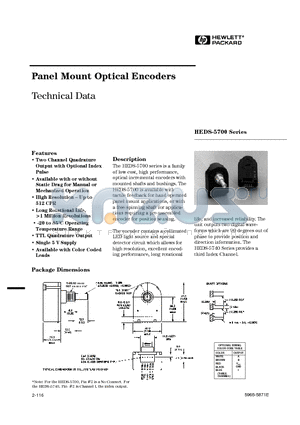 HEDS-5740-G12 datasheet - Panel Mount Optical Encoders
